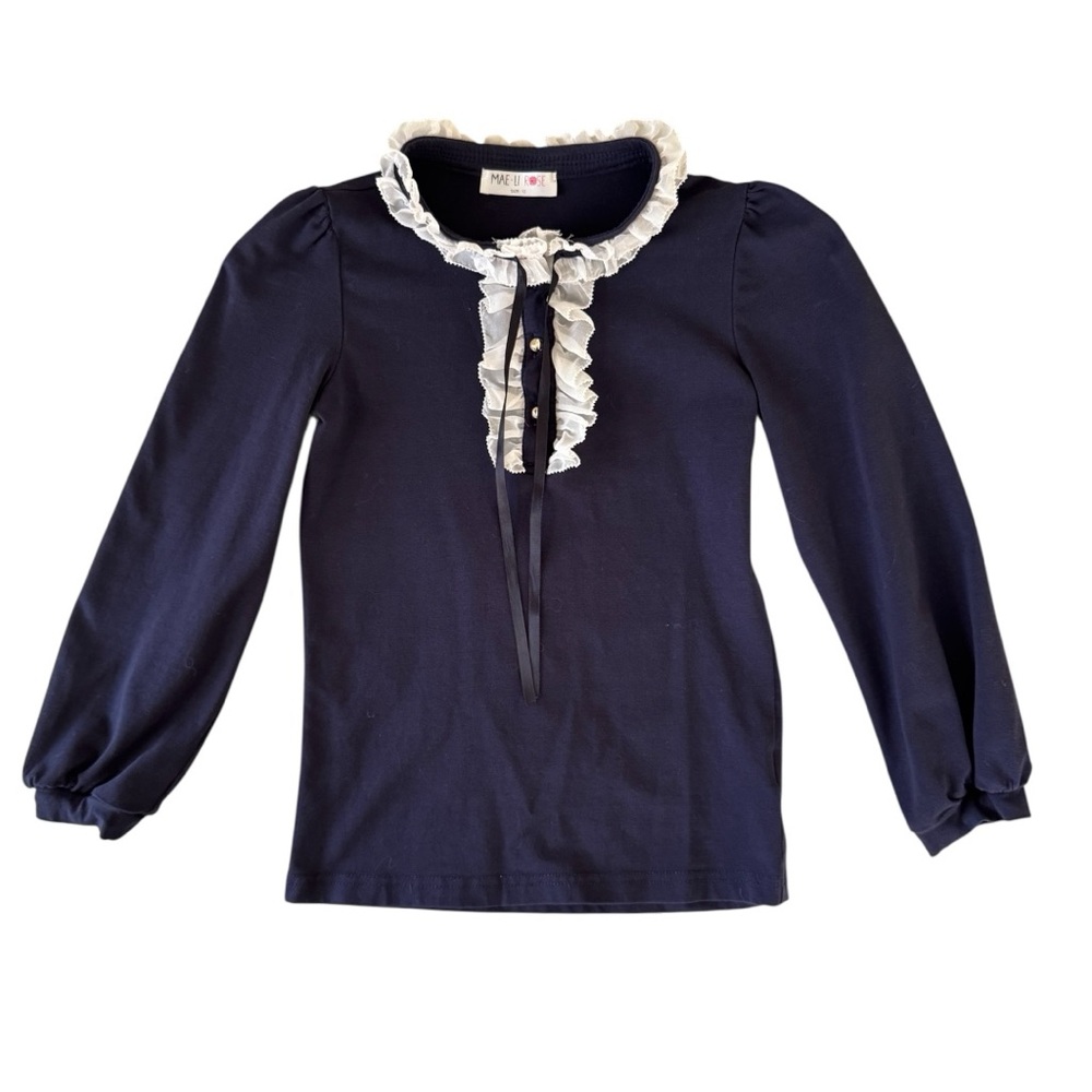 Mae•Li Rose Girls Navy Long Sleeve Blouse - Size 10!